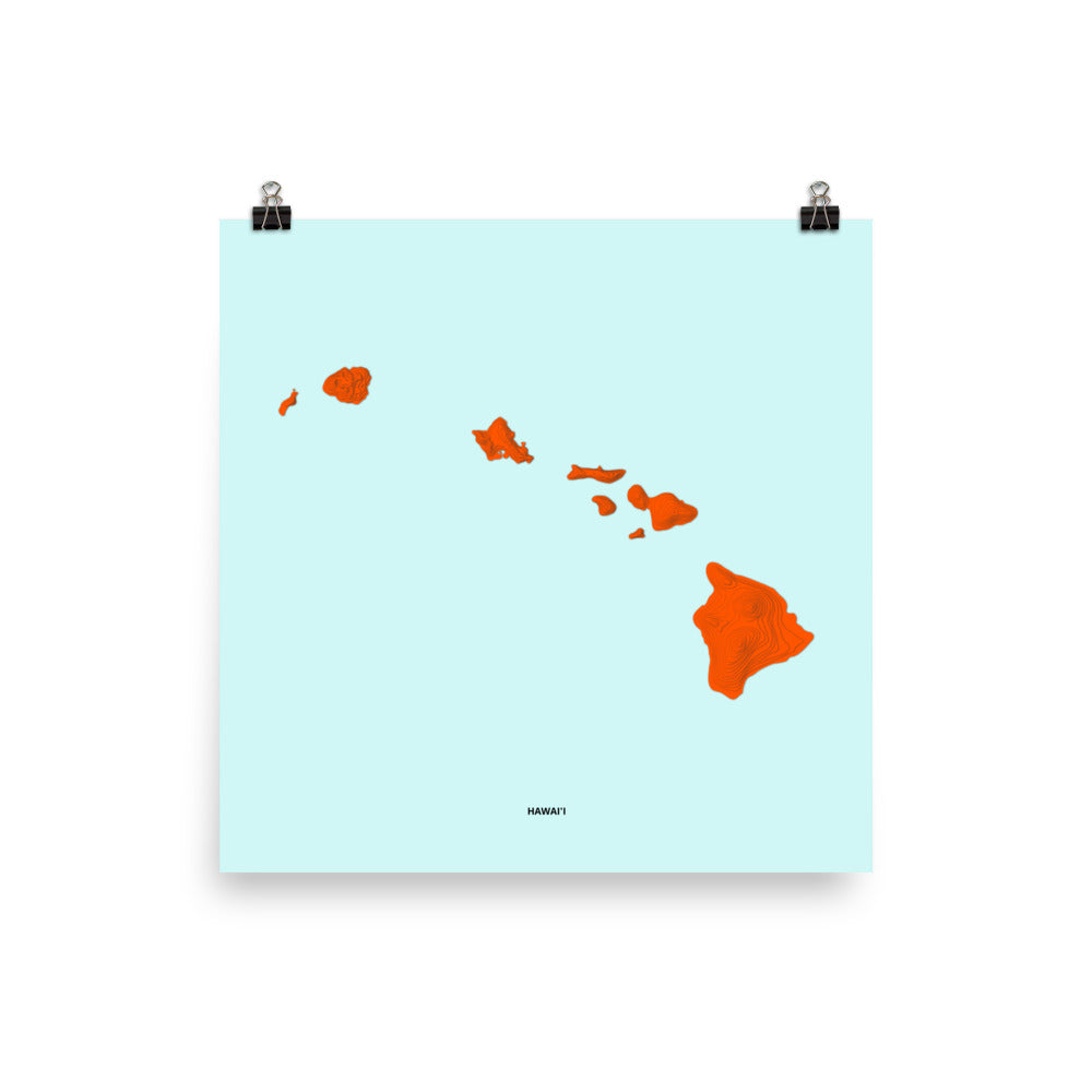 Topographical map of the Hawaiian chain of islands